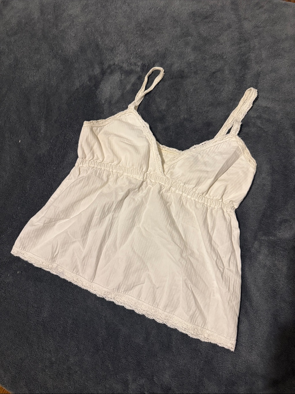Brandy Melville White Lace Trim Cami Tank Top